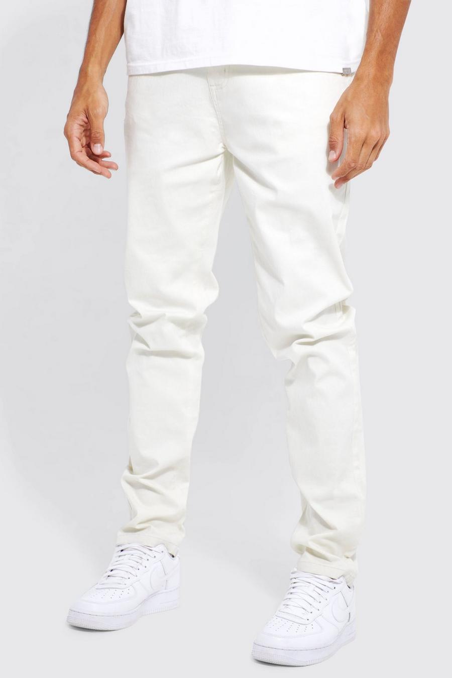 Pantalón Tall chino elástico con cintura fija y cintura ajustada, Ecru bianco