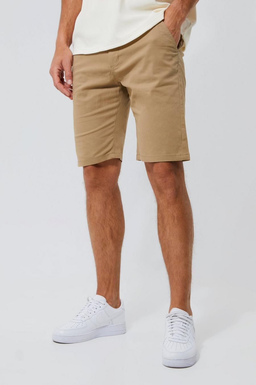 Tall Skinny Stretch Chino-Shorts, Taupe beige