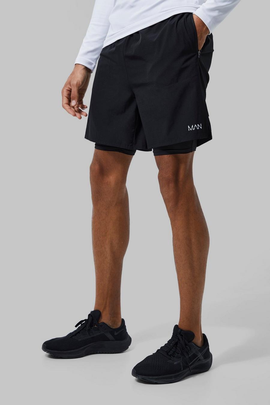 Black svart Tall Man Active Lightweight 2-in-1 Shorts image number 1