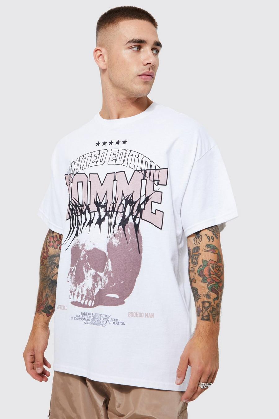 Oversized Homme Gothic Skull T-shirt | boohoo