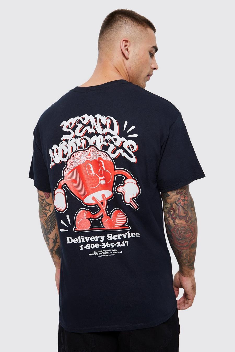 Black Send Noodles Back Graphic T-shirt image number 1