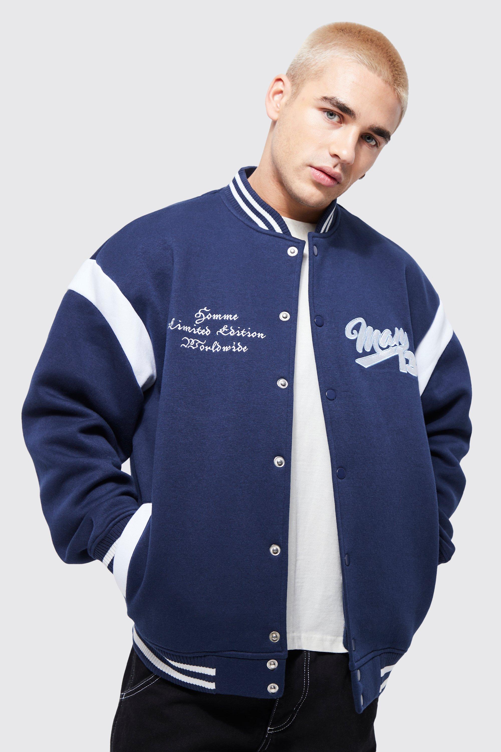 Boohoo Oversized BM Jersey Varsity Jacket - Size M