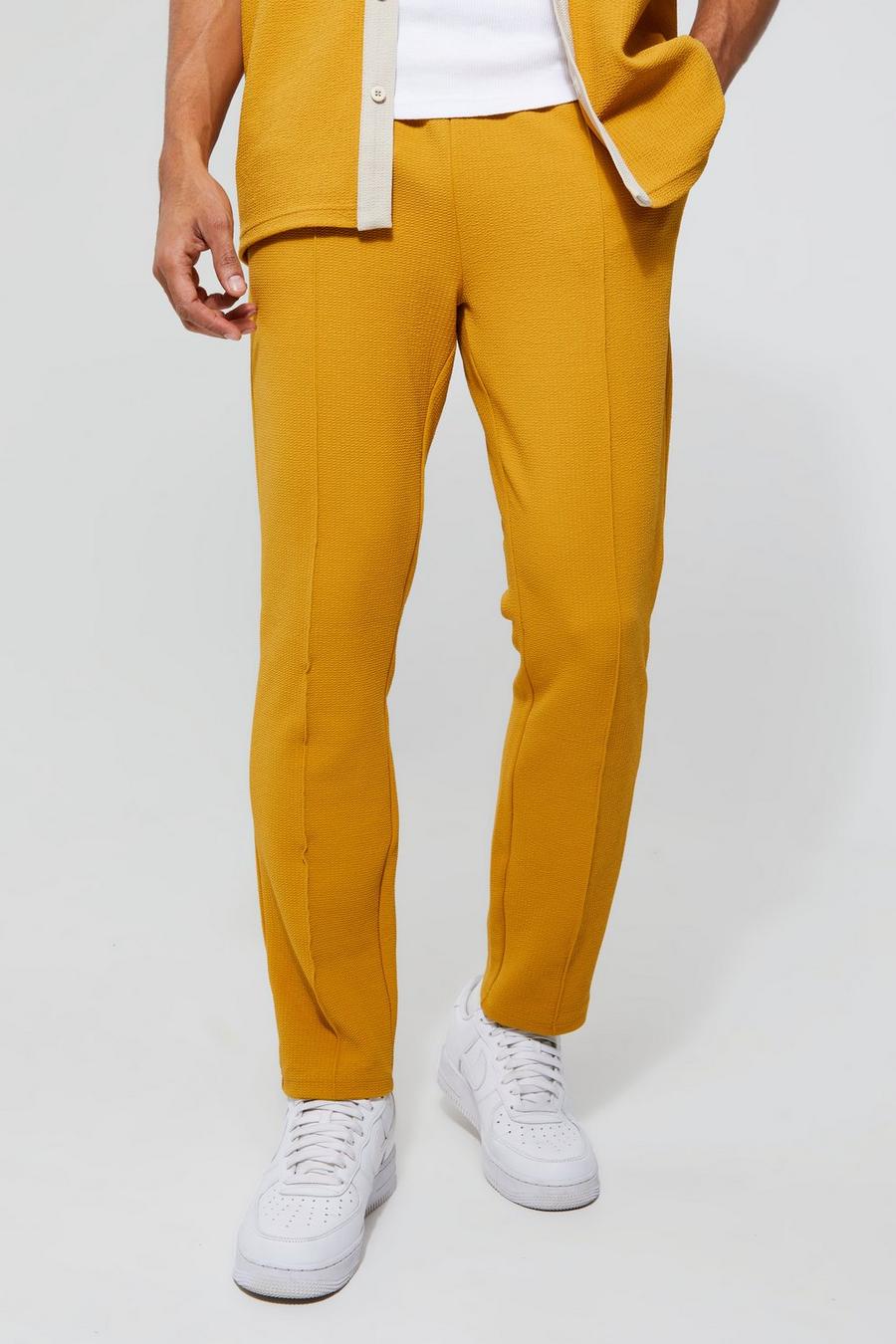 Mustard Elasticated Skinny Jersey Textured Trouser image number 1
