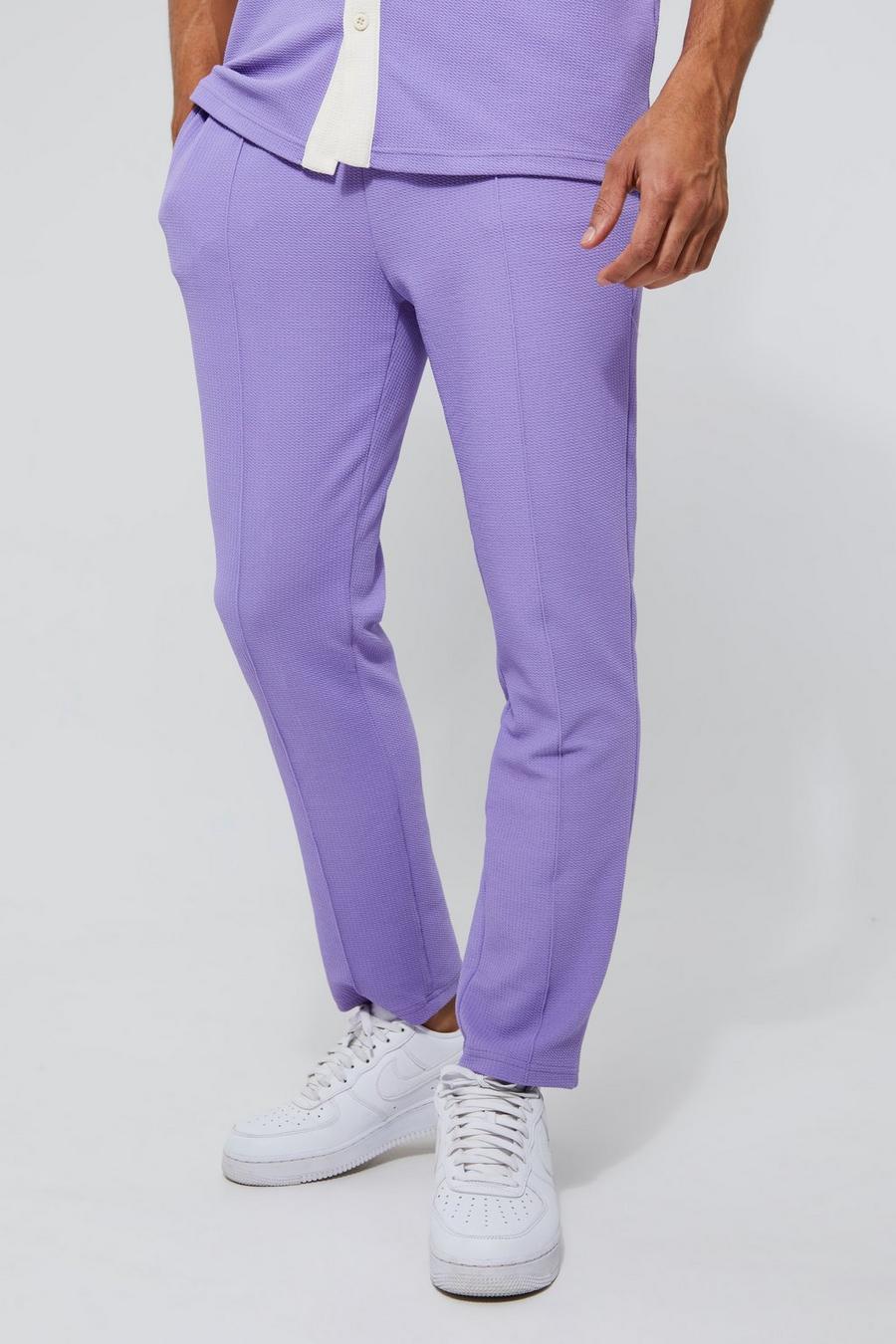 Lilac purple Elasticated Skinny Jersey Textured Trouser image number 1