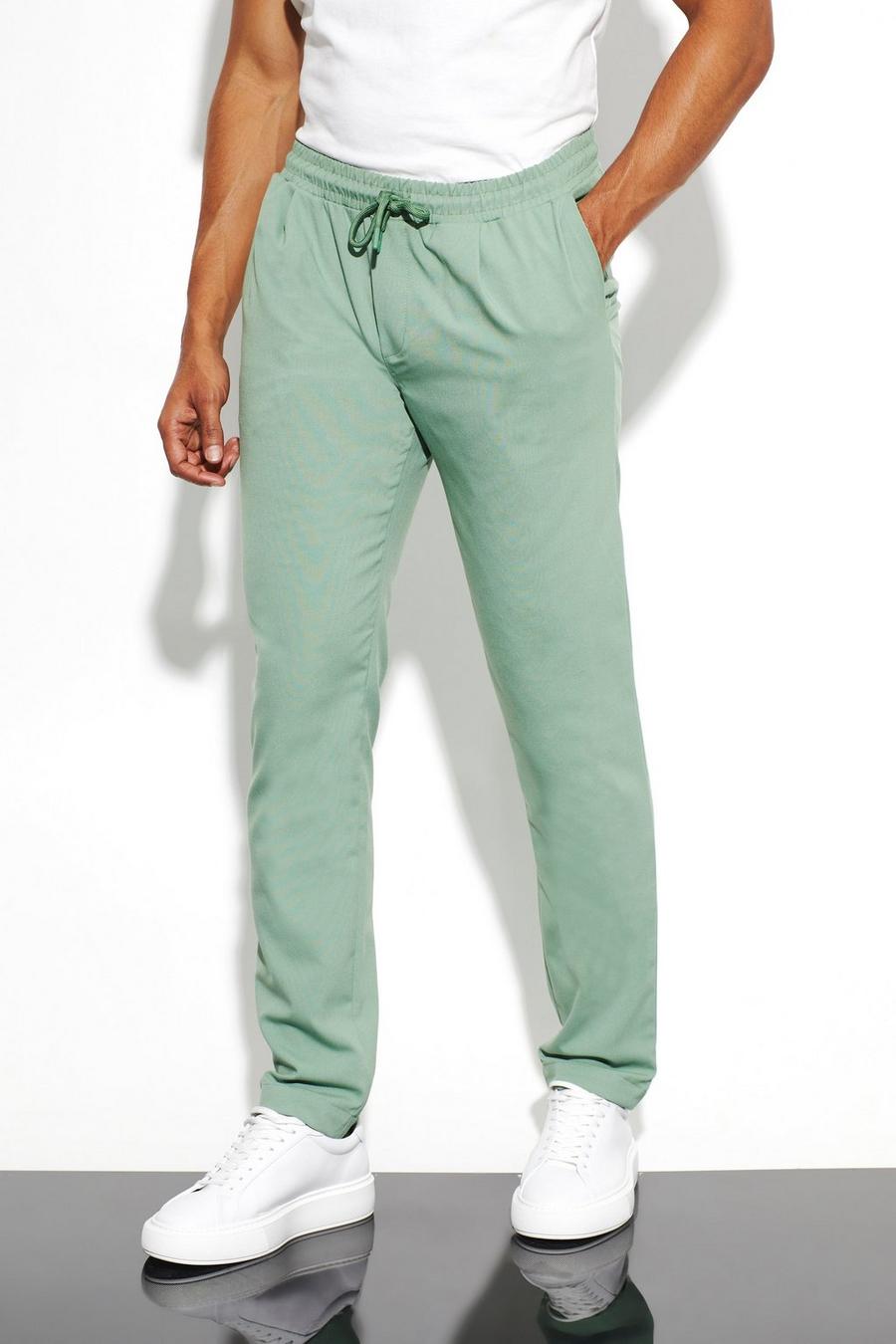 Pantalon slim à taille élastique, Sage green