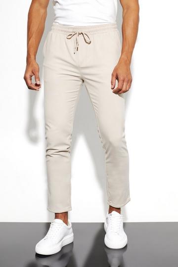 Tan Brown Elasticated Skinny Crop Pants