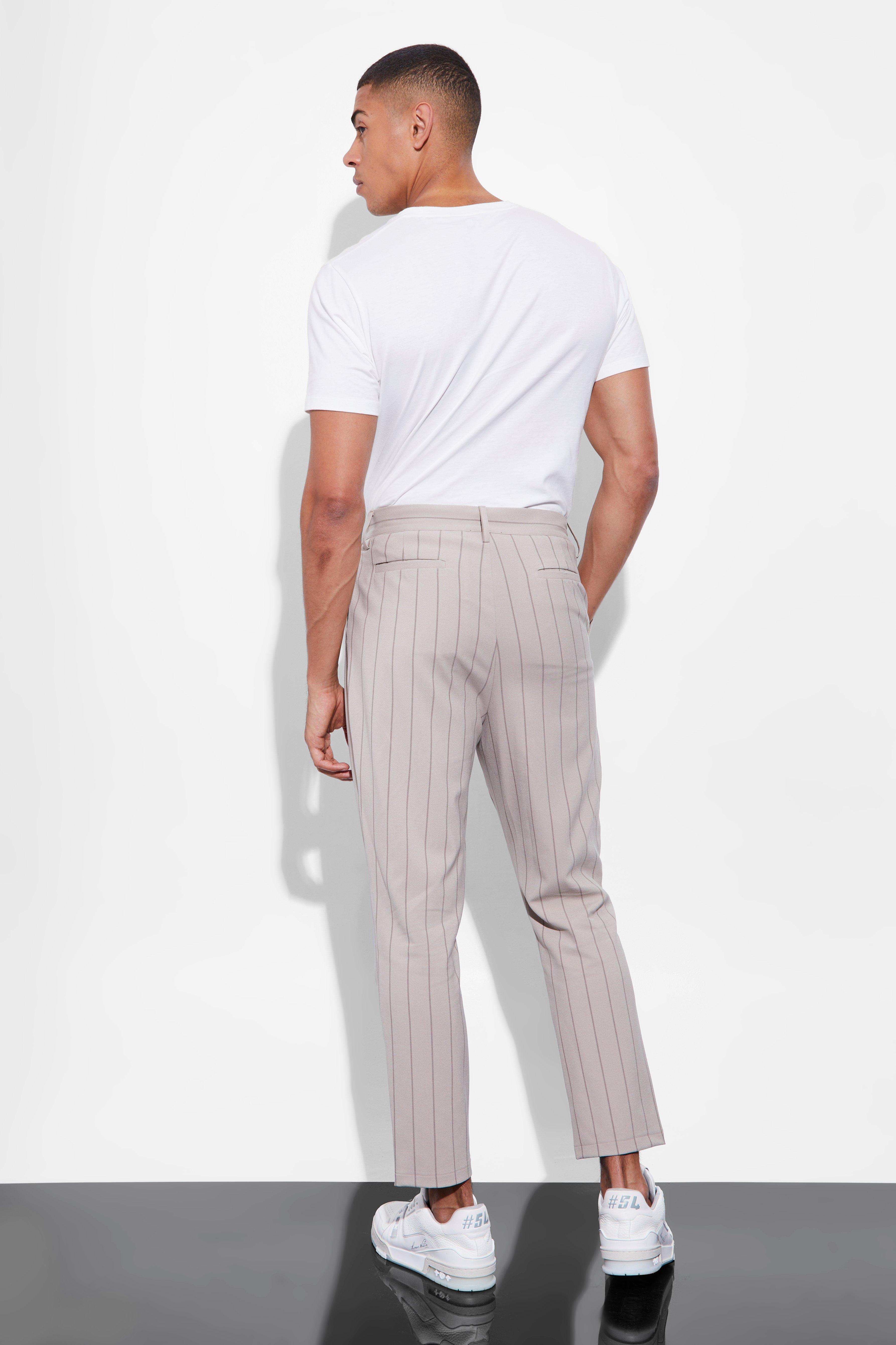 Striped on sale tapered trousers