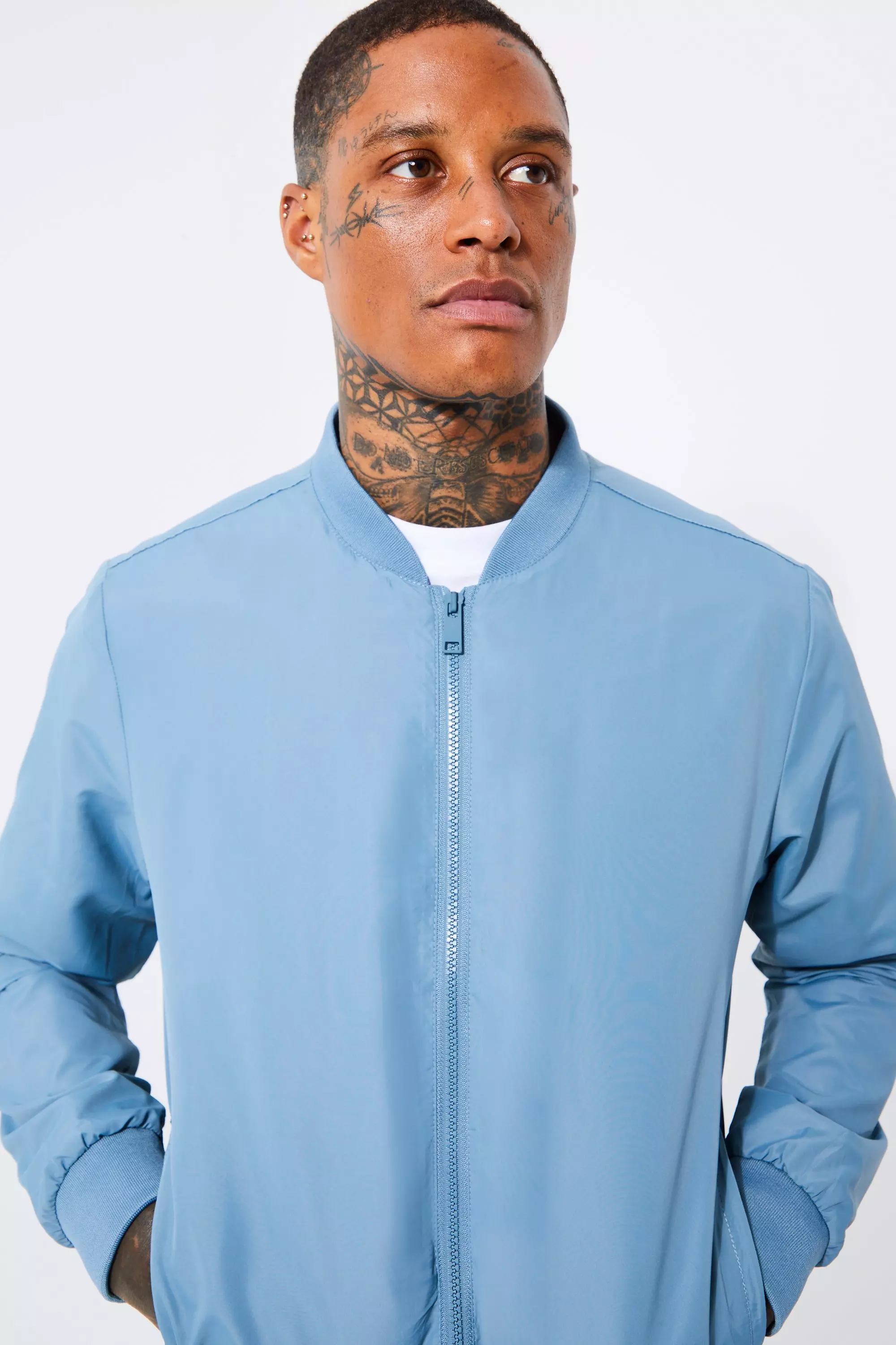 Pale blue Lightweight Bomber Jacket in Blue alternative image