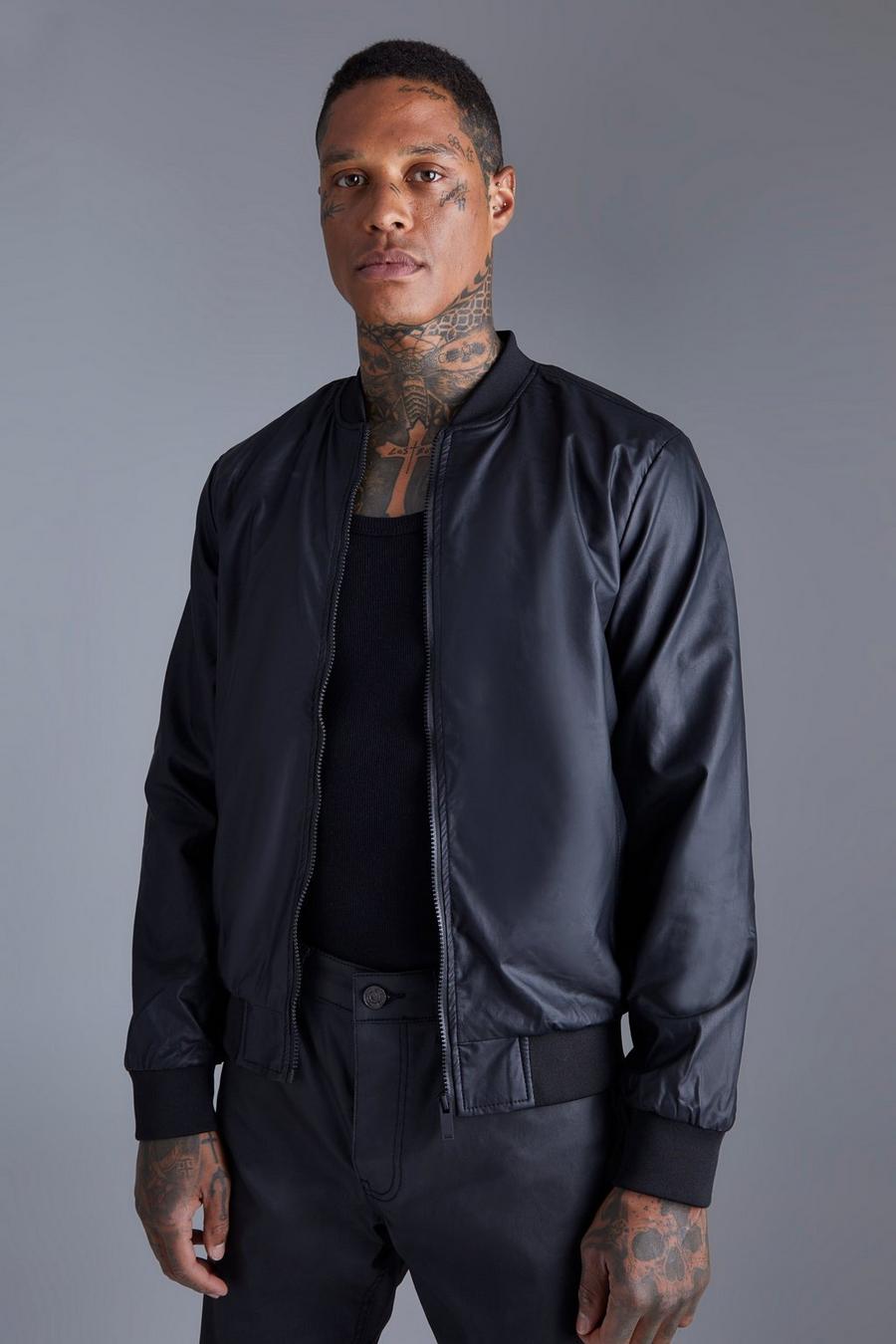 Giacca Bomber in PU, Black image number 1