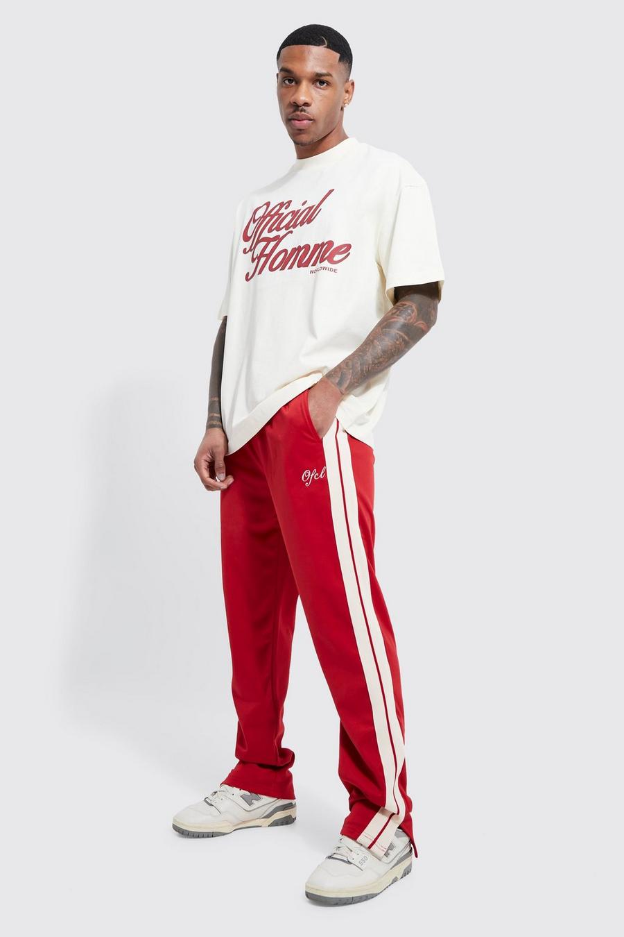 Oversize Official Homme T-Shirt & Jogginghose, Red
