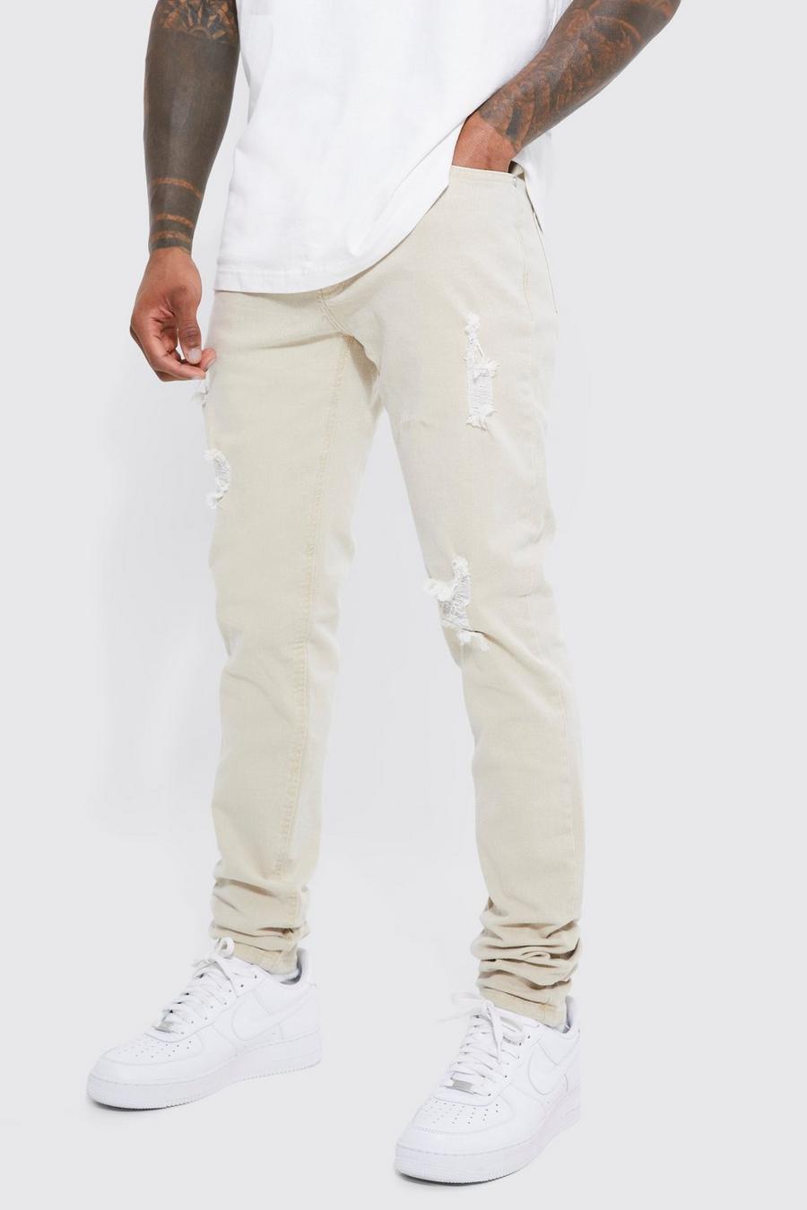Stone beige Skinny Stretch Stacked Overdye Jeans image number 1