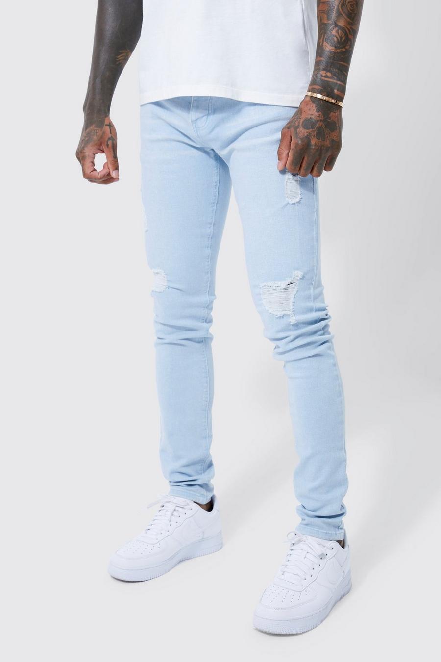 Light blue Skinny Stretch Stacked Overdye Jeans image number 1