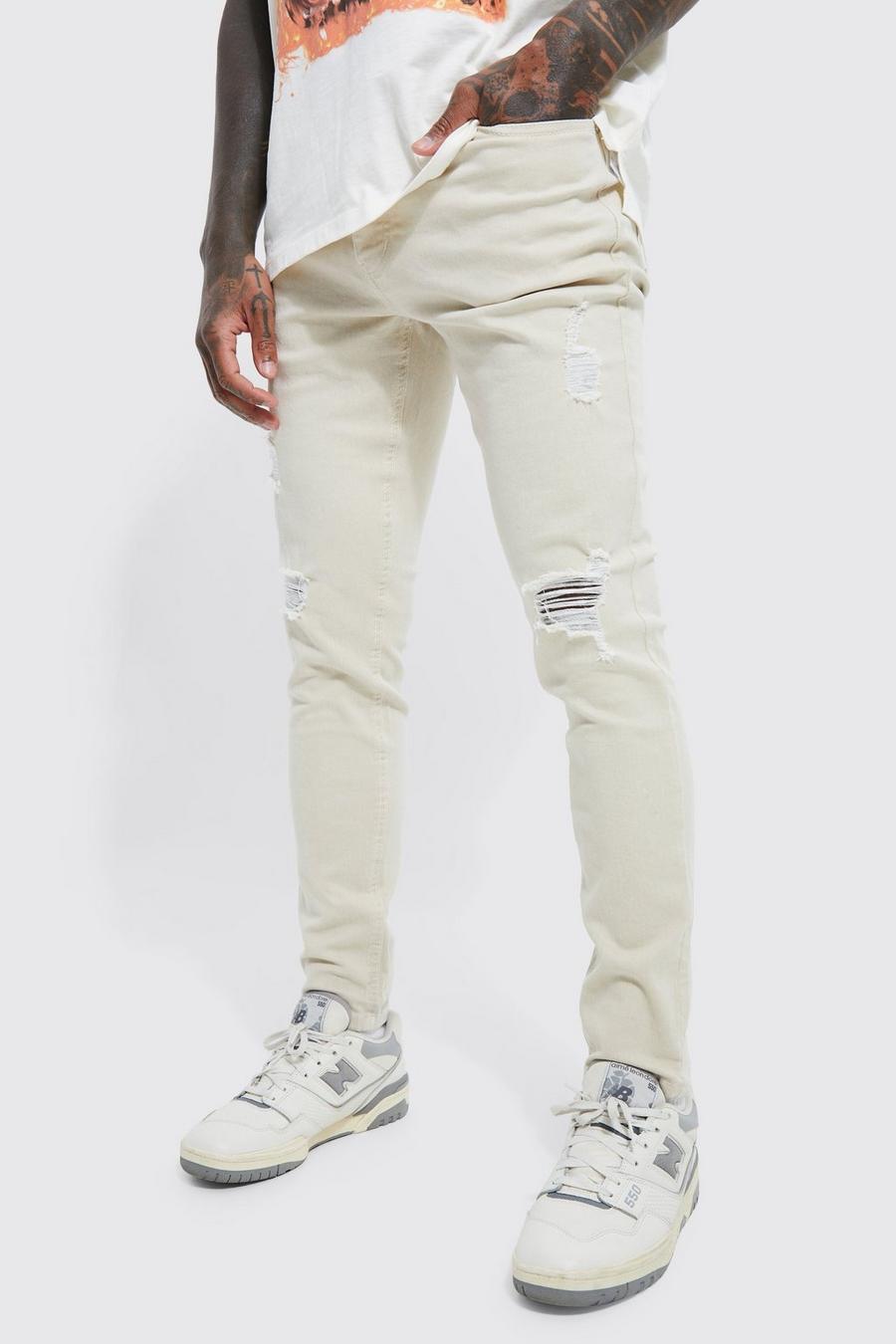 Ecru white Skinny Stretch Overdye Jeans image number 1