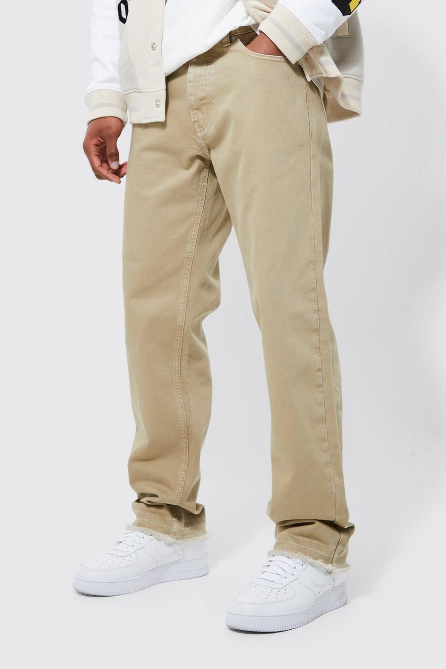 Stone beige Relaxed Fit Overdye Jeans image number 1