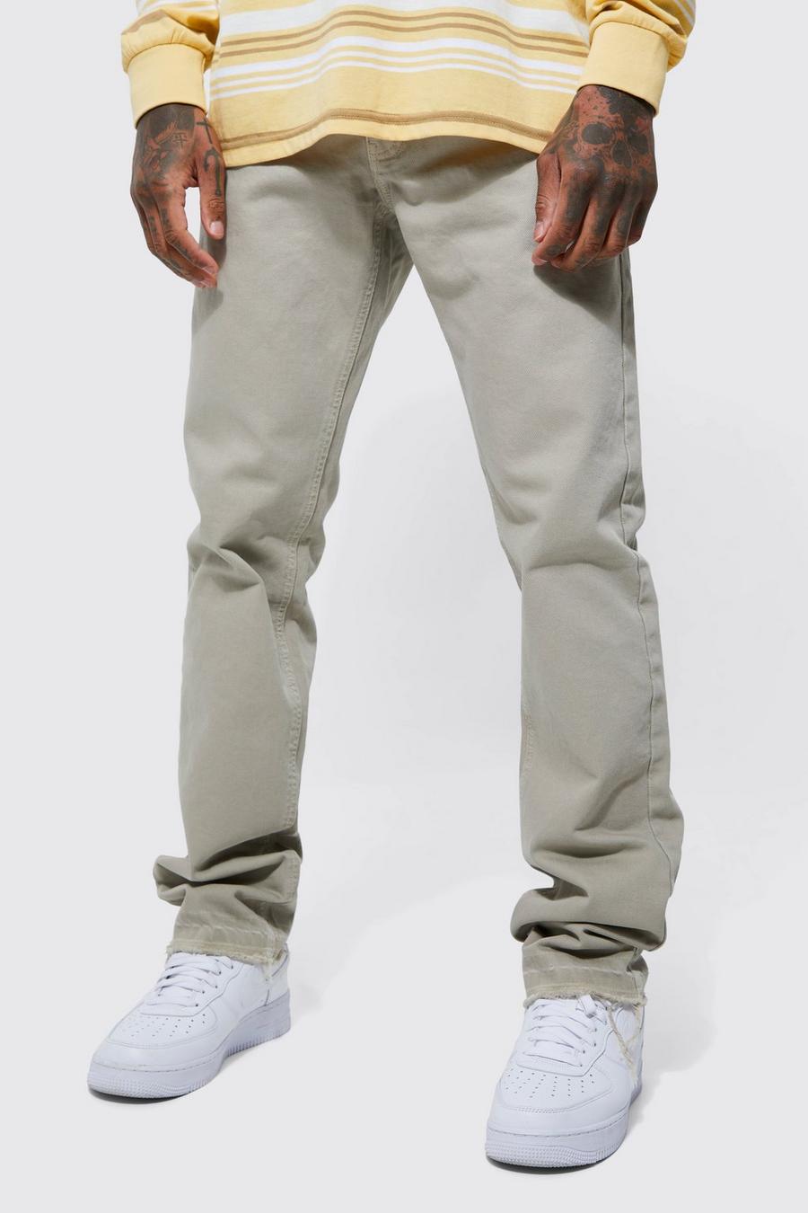Stone beige Straight Leg Stacked Overdye Jeans