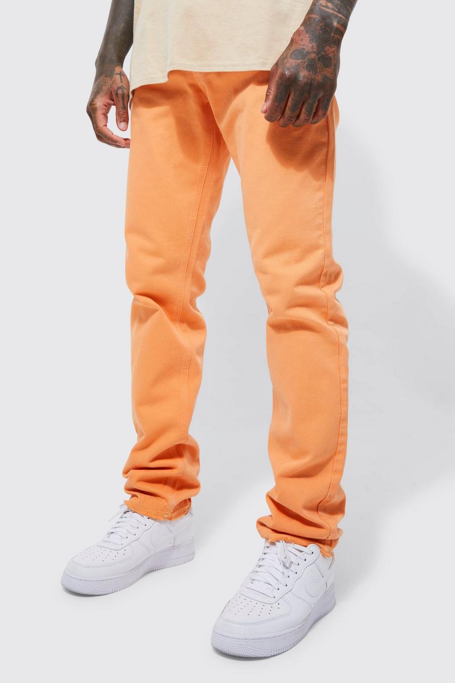 Orange Urblekta jeans med raka ben image number 1