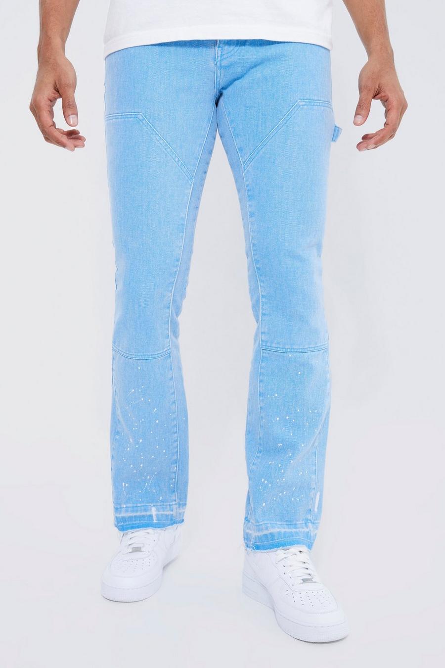 Cobalt blå Slim fit flare jeans med paneler image number 1