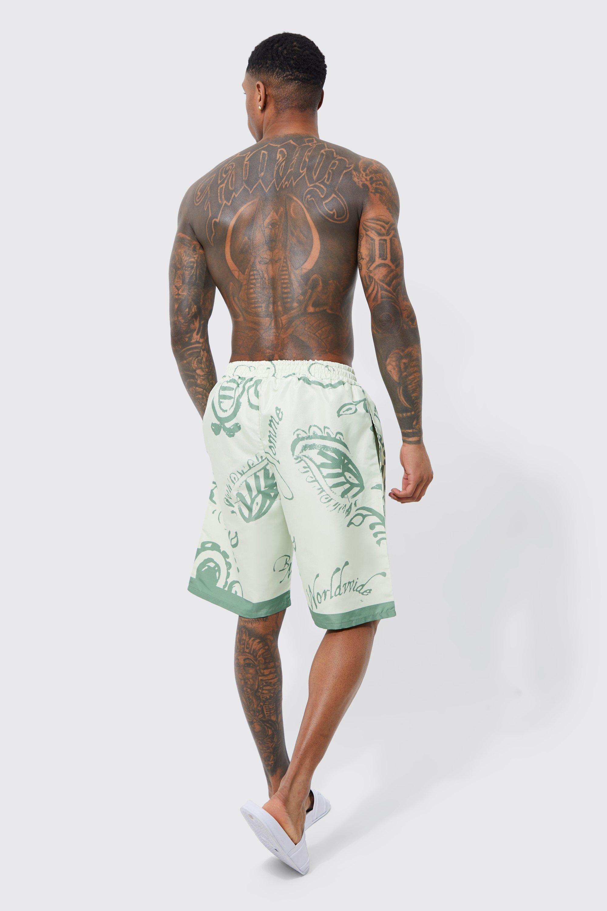 Long Length Paisley Swim Shorts boohoo FI