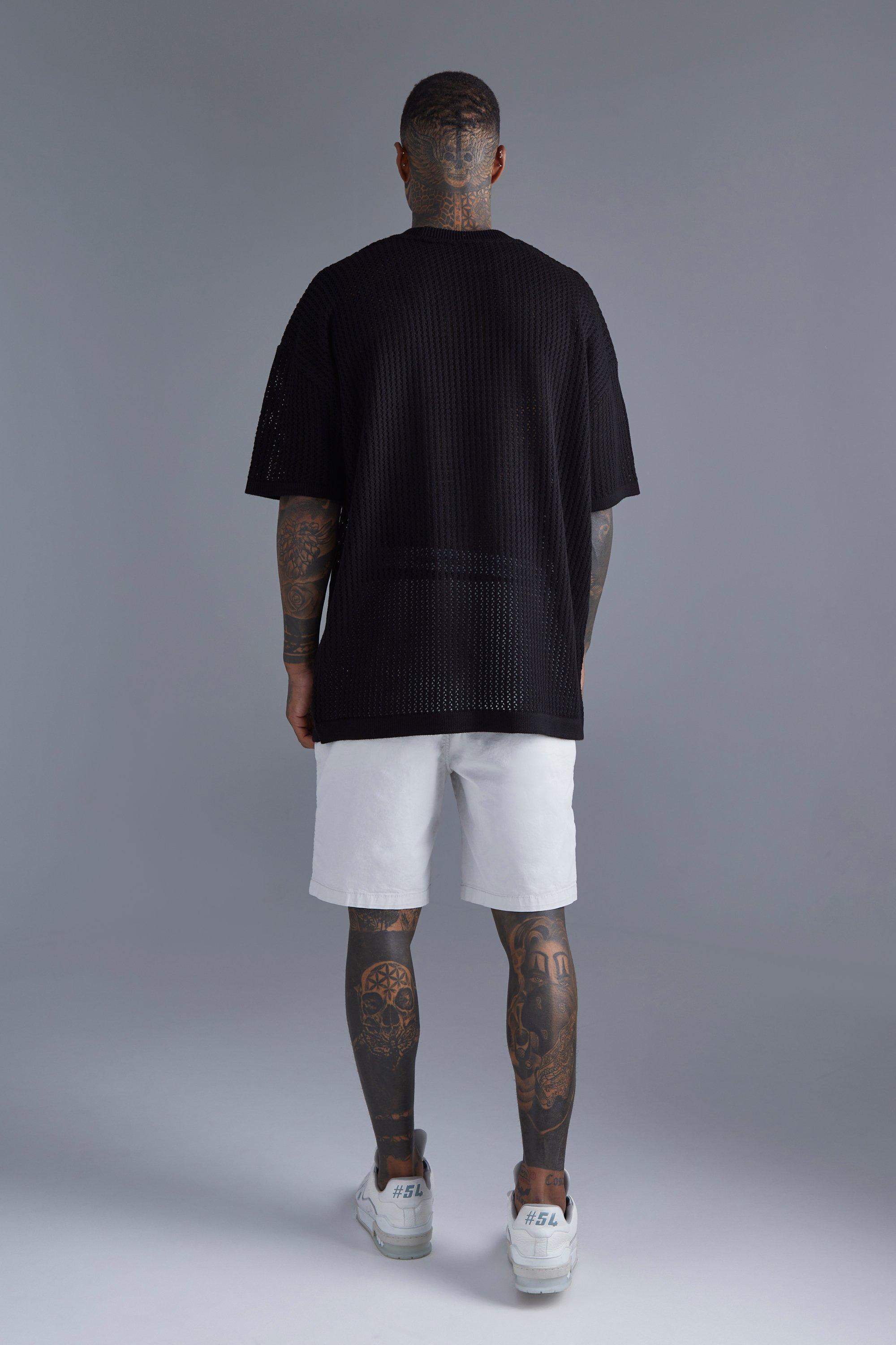 Oversized Drop Shoulder Open Stitch T shirt