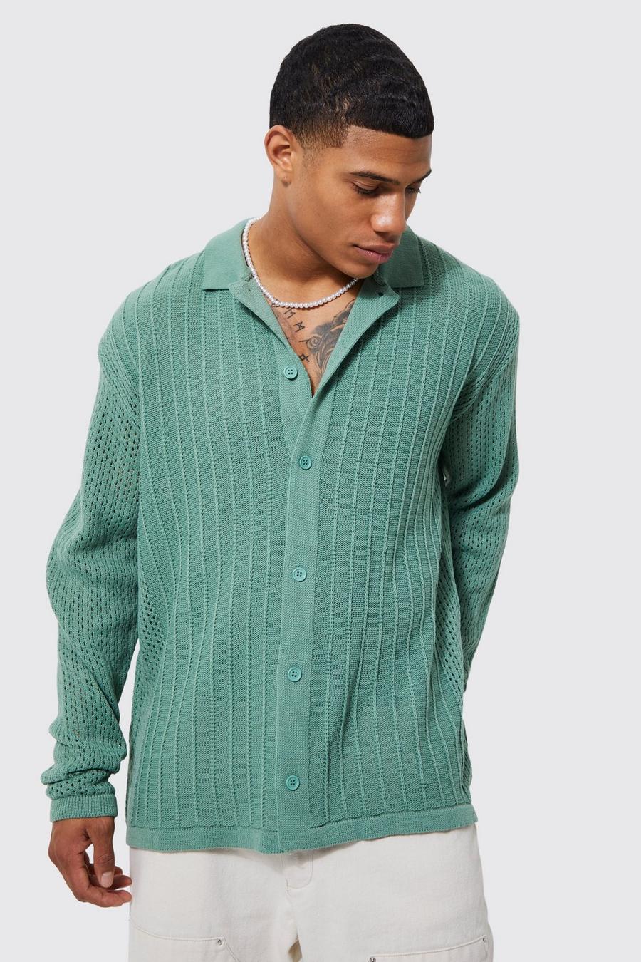 Sage grön Oversized Button Knitted Cardigan