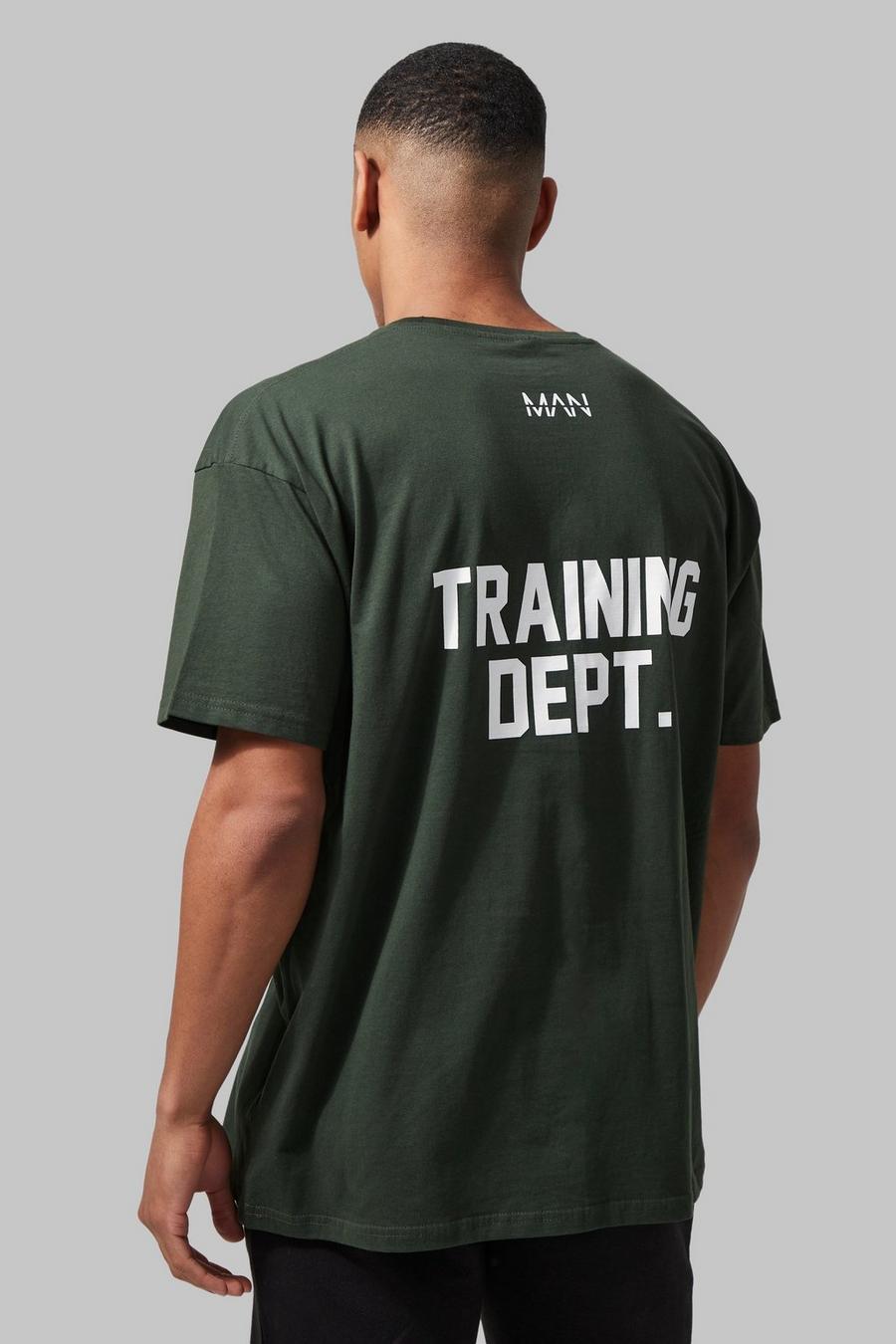 Khaki Man Active Training Dept Oversized T-shirt  image number 1