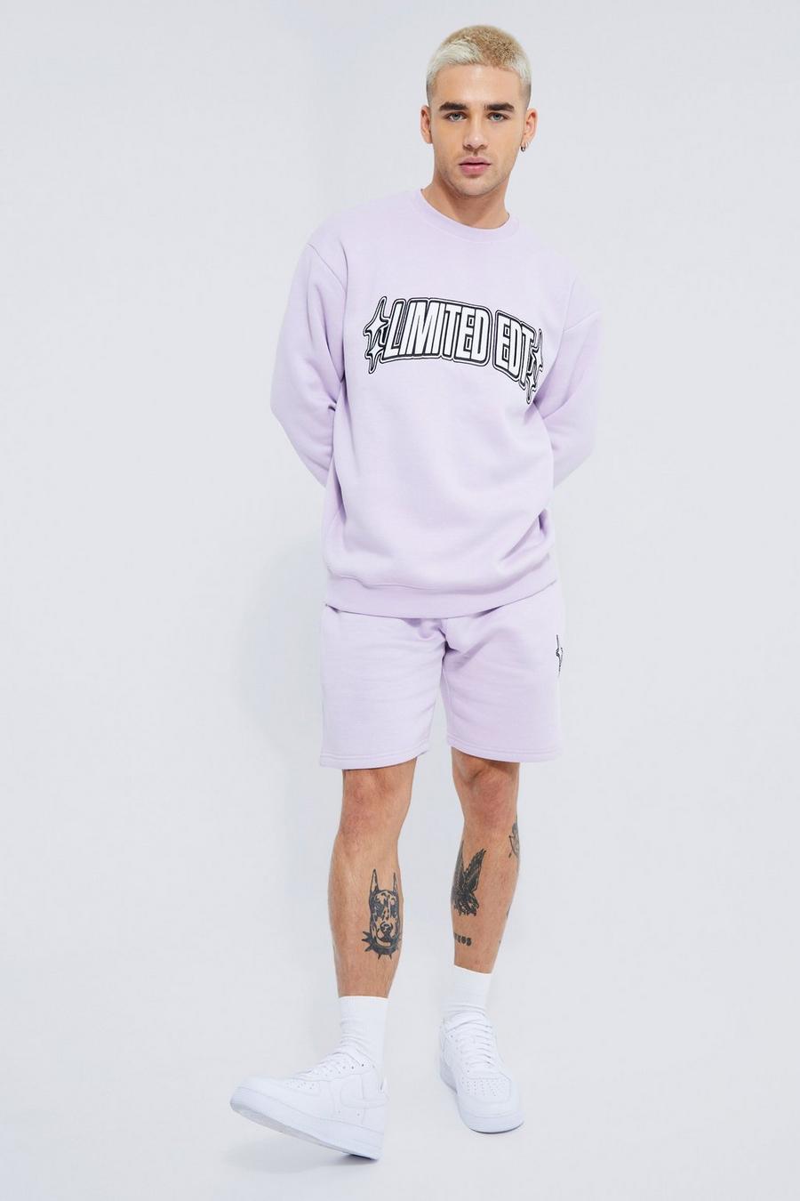 Lilac purple Oversized Sweathshirt Short Tracksuit