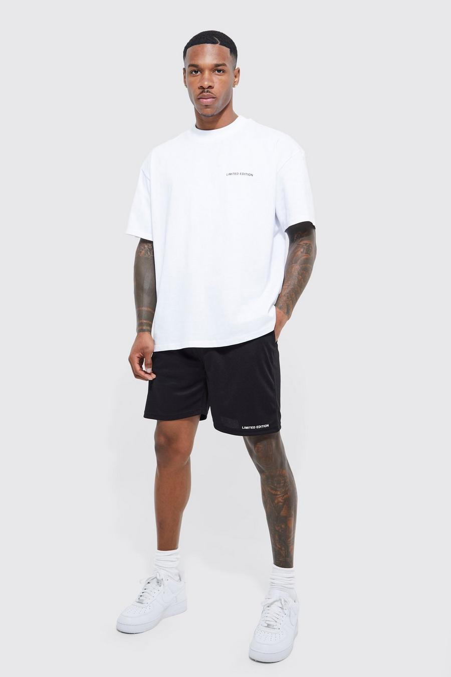 Black Oversized T-shirt And Mesh Limited Short Set  