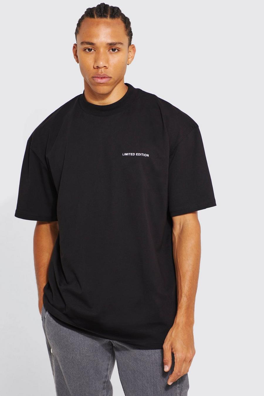 Black Tall Oversized Extended Neck Limited T-shirt  image number 1