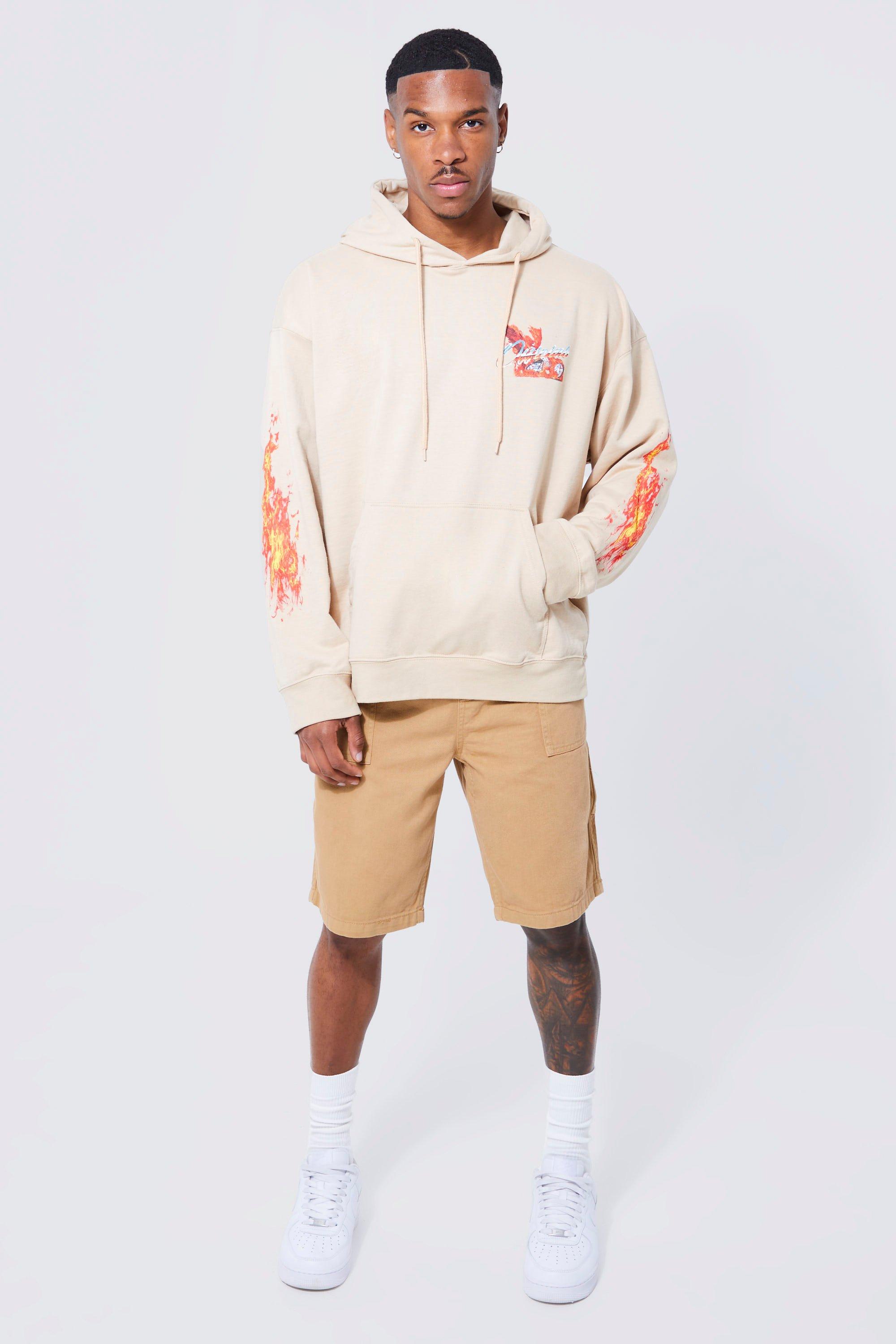 Oversized Flame Graphic Hoodie boohoo