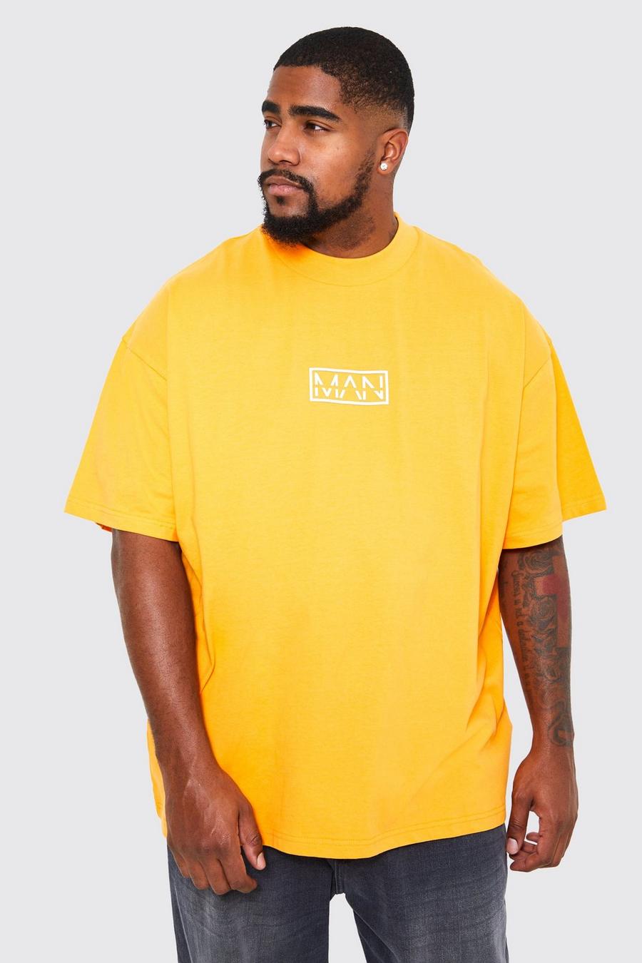 Orange Plus Oversized High Build Man Graphic T-shirt image number 1