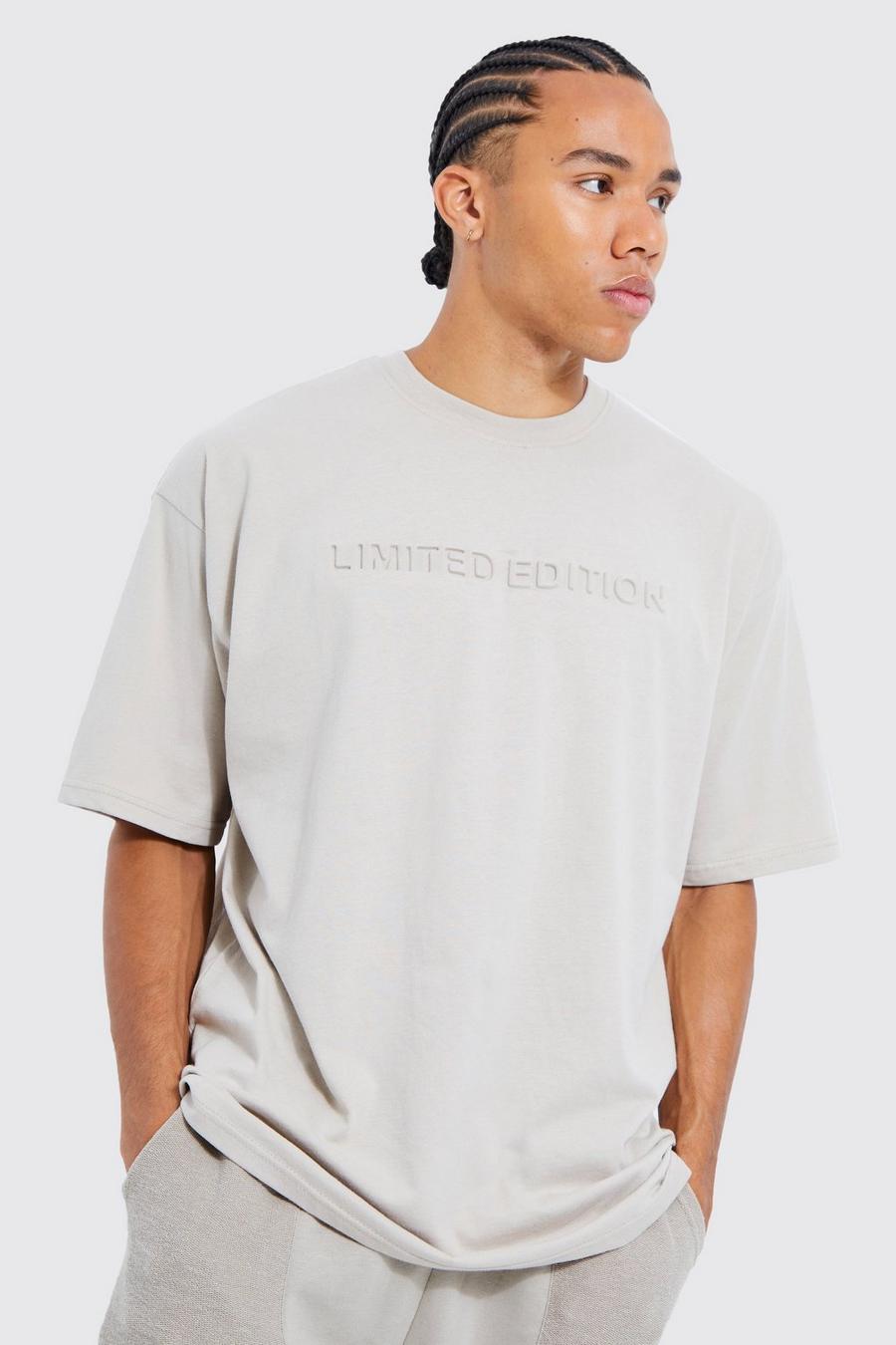 Dove grey Tall Oversized Embossed Graphic T-shirt