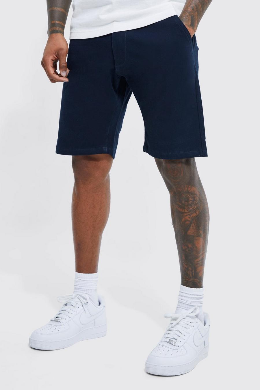 Navy marinblå Stretch Skinny Fixed Waist Chino Short  image number 1