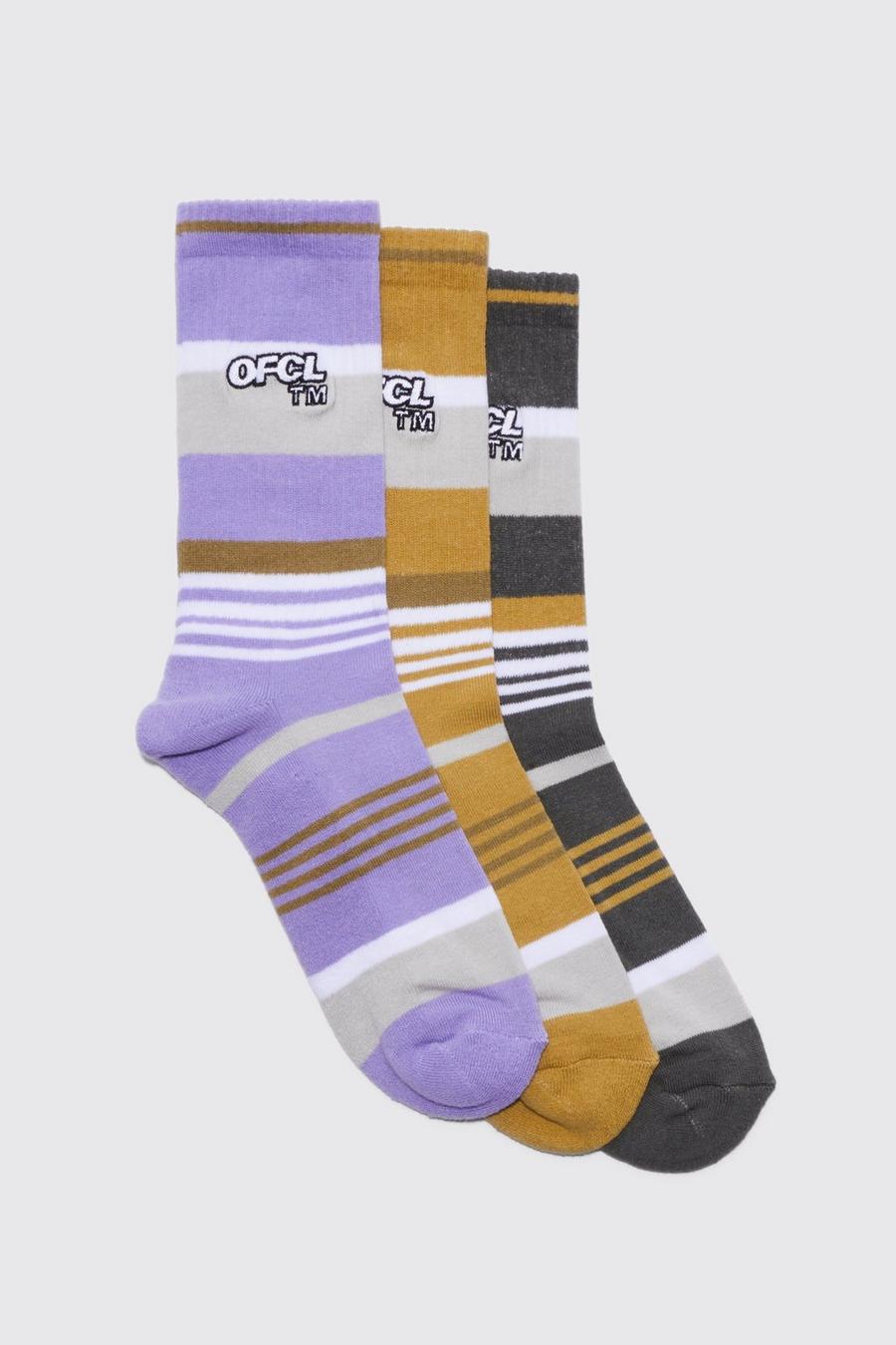 3 Pack Ofcl Stripe Socks, Multi multicolor