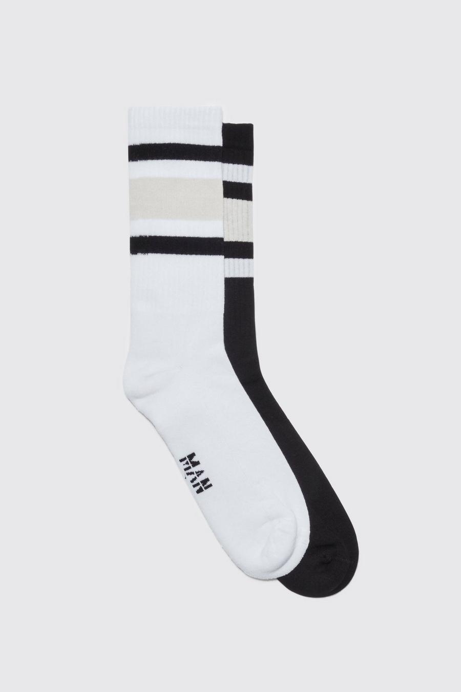Multi 2 Pack Sports Stripe Socks image number 1