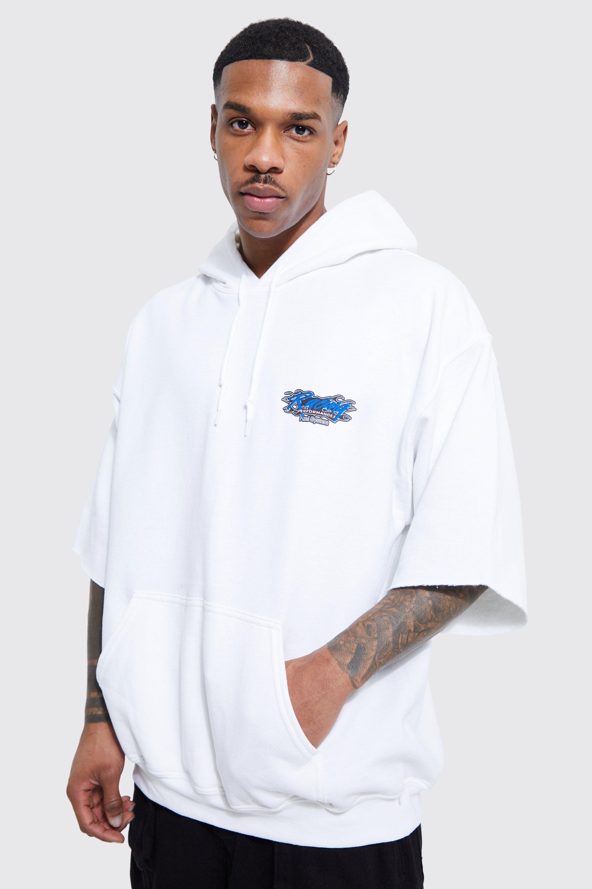 Oversized hoodie short online sleeve