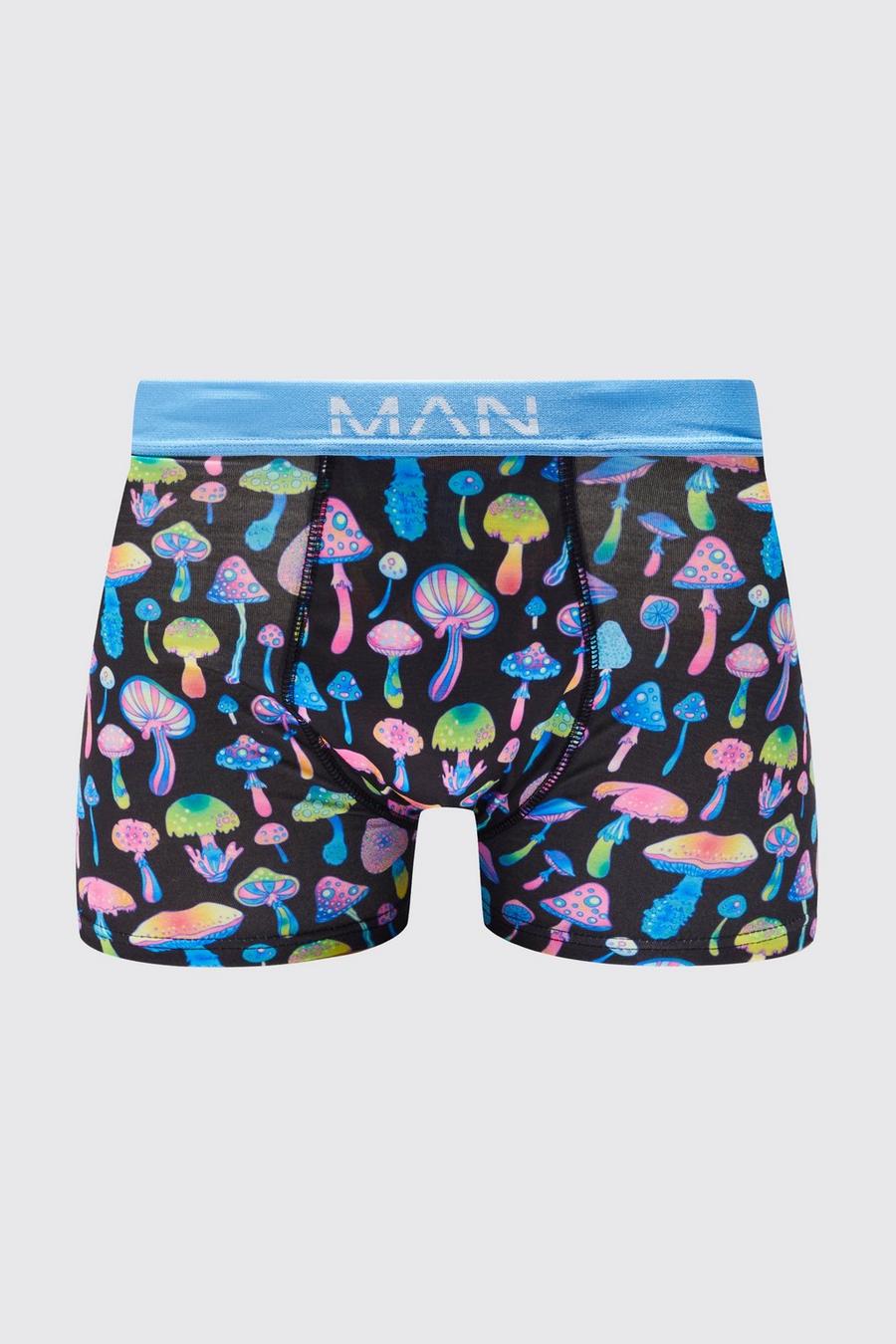 Black Mushroom Print Boxers image number 1