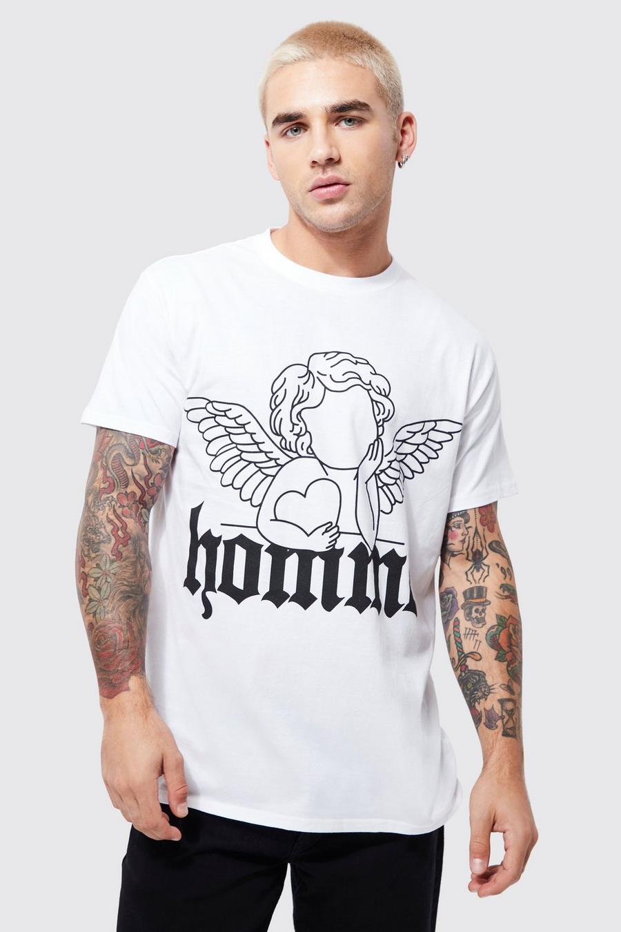 White Cupid Stencil Graphic T-shirt image number 1