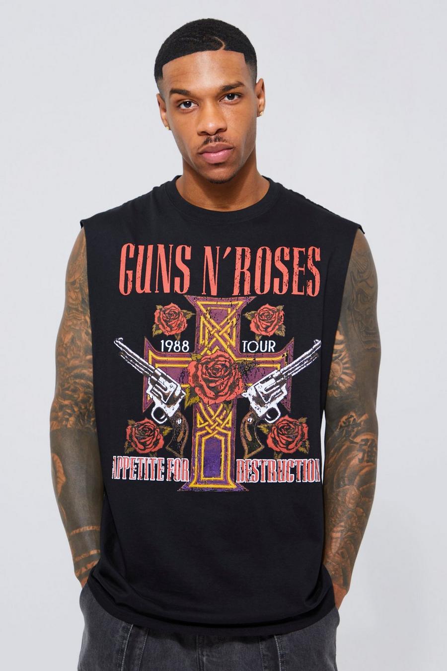 Black negro Oversized Guns N' Roses License Tank image number 1