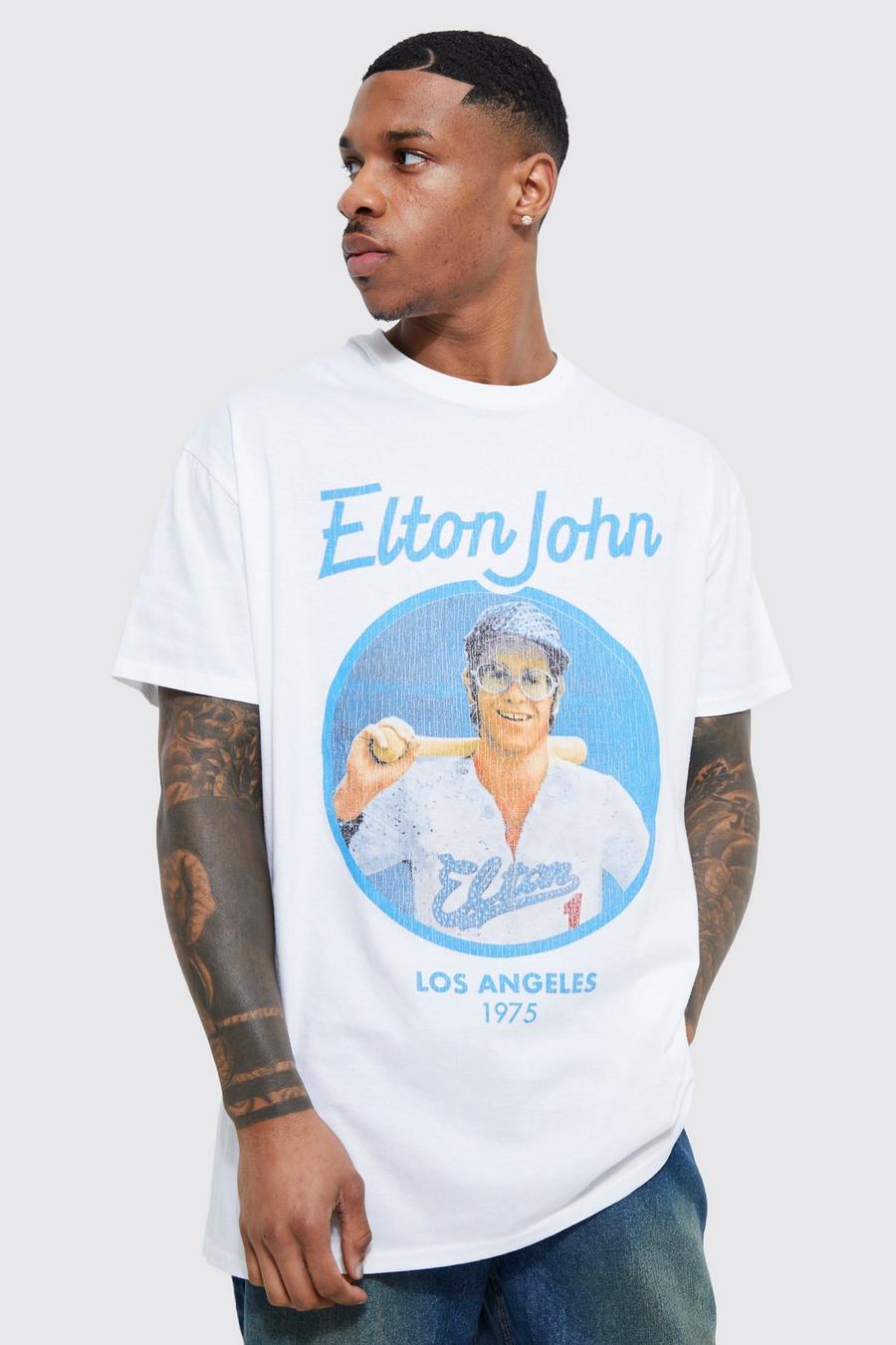 White vit Oversized Elton John License T-shirt image number 1