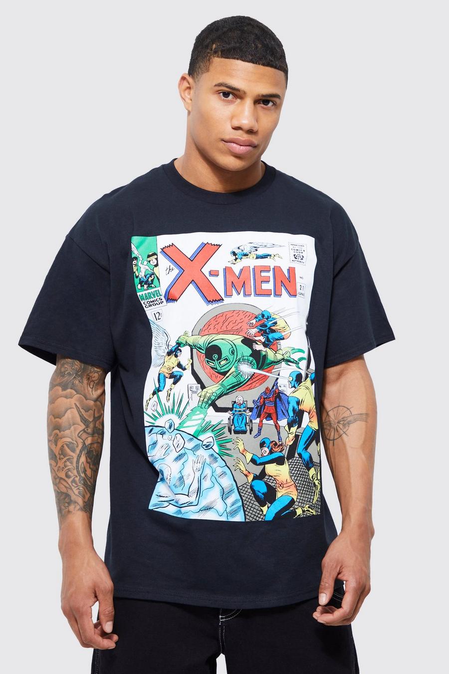 Black X Men Oversize t-shirt med tryck image number 1