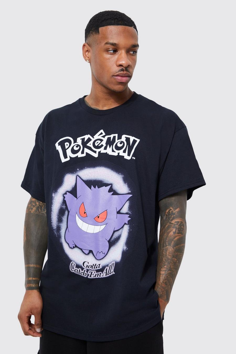Camiseta oversize con estampado de Pokemon Gengar, Black