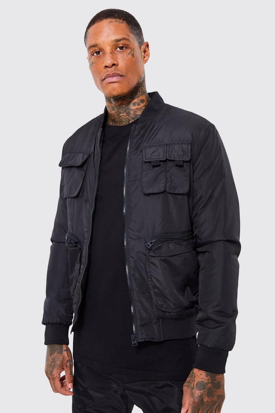Cargo Pocket Nylon Bomber Jacket | boohoo DK Cargo Pocket Nylon Bomber Jacket | boohoo DK