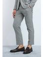Beige Skinny Cropped Checked Suit Trousers