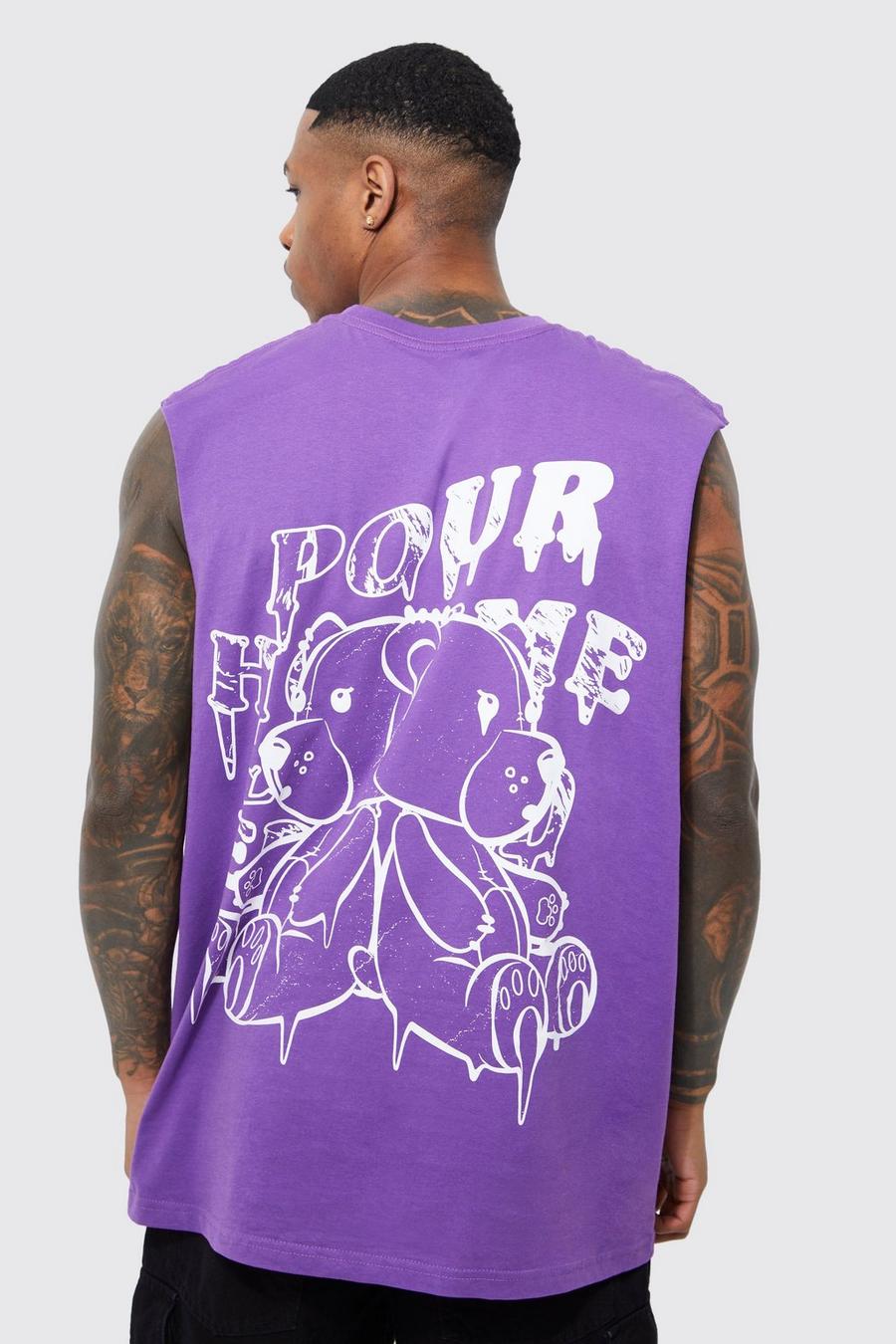 Purple Oversized Teddy Graphic Tank image number 1