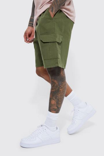 Baggy Cargo Shorts Met Elastische Taille khaki