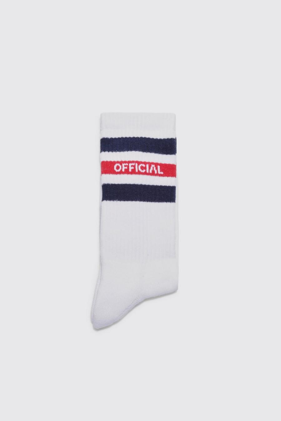 White Official Sports Stripe Sock image number 1