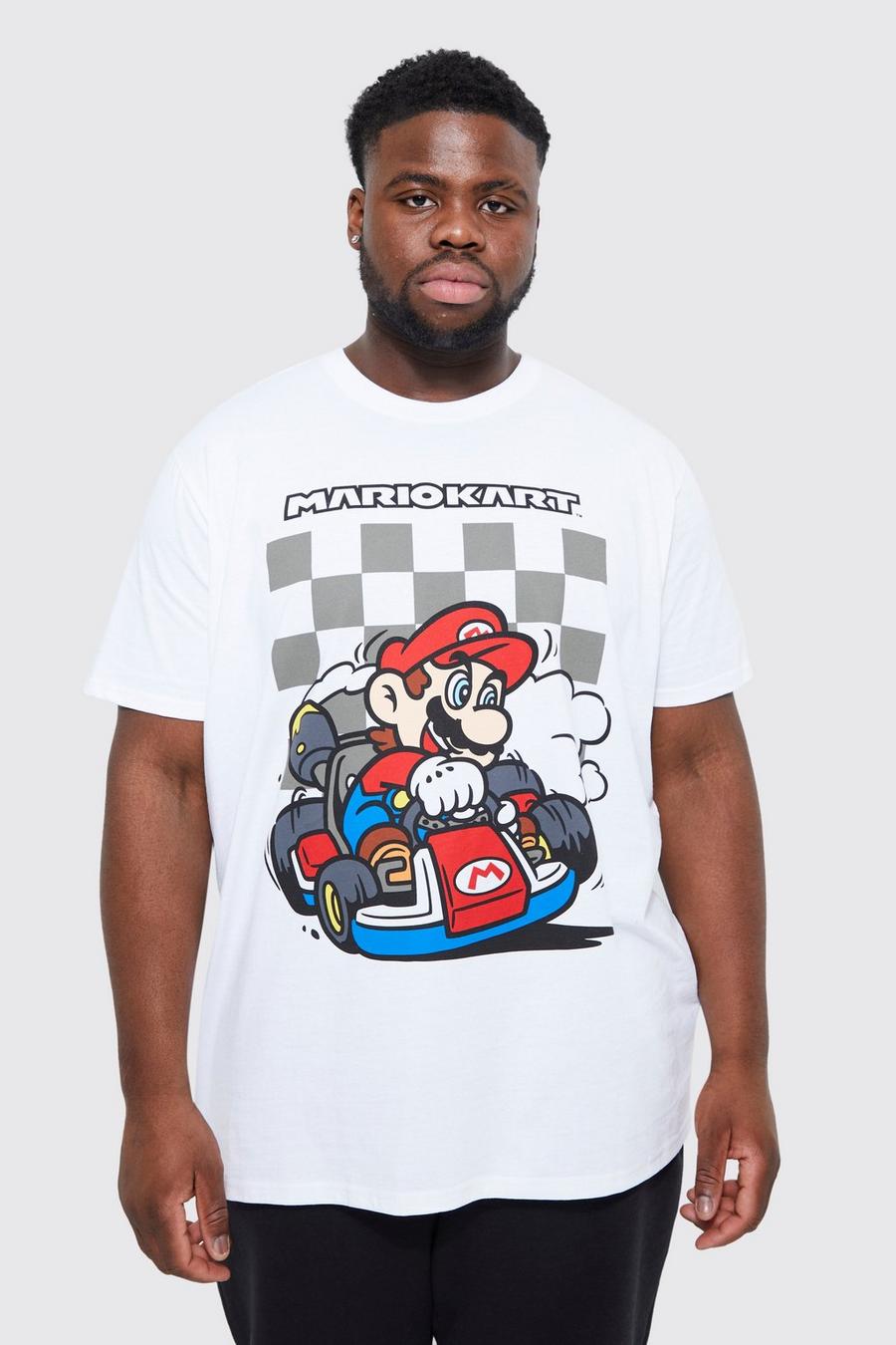 White Plus Mario Kart License T-shirt image number 1
