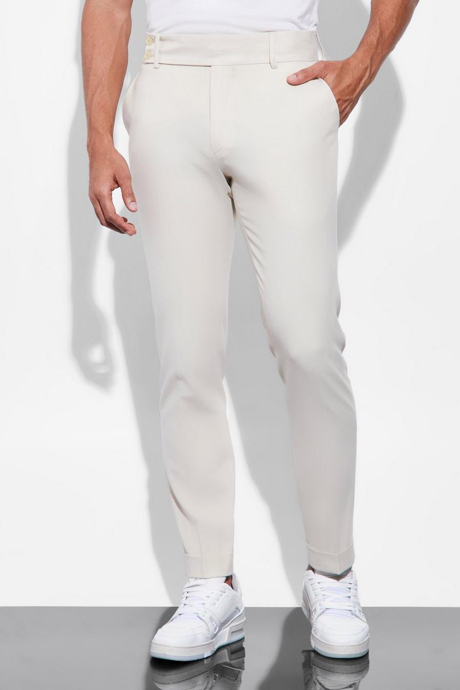 Ecru Slim Turn Up Hem Tailored Trouser image number 1