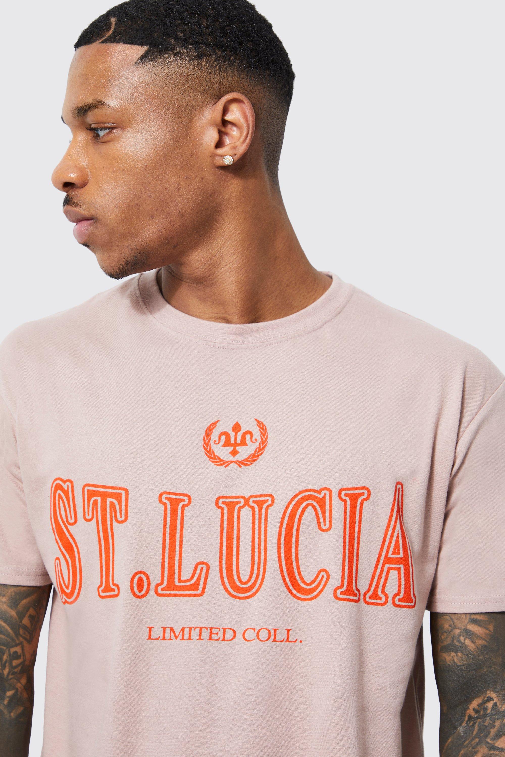Men's St Lucia Slogan Print T-shirt