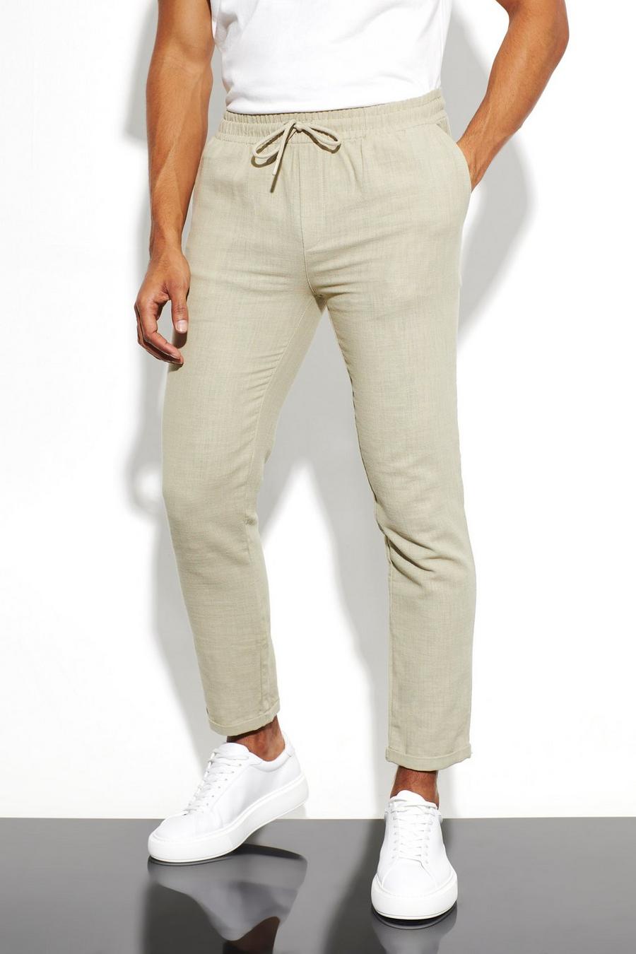Sage vert Elasticated Slim Crop Tailored Trouser